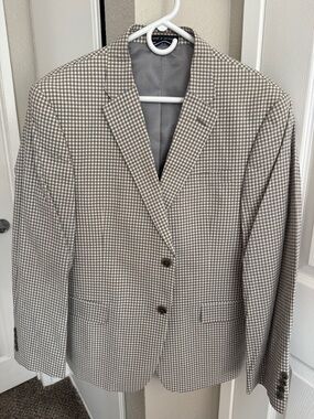 Tommy Hilfiger Men's Gray and White Gingham Blazert- SIZE 40S